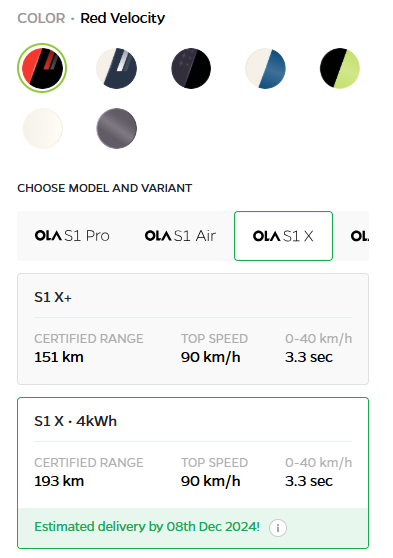 OLA S1 X Battery & Power 